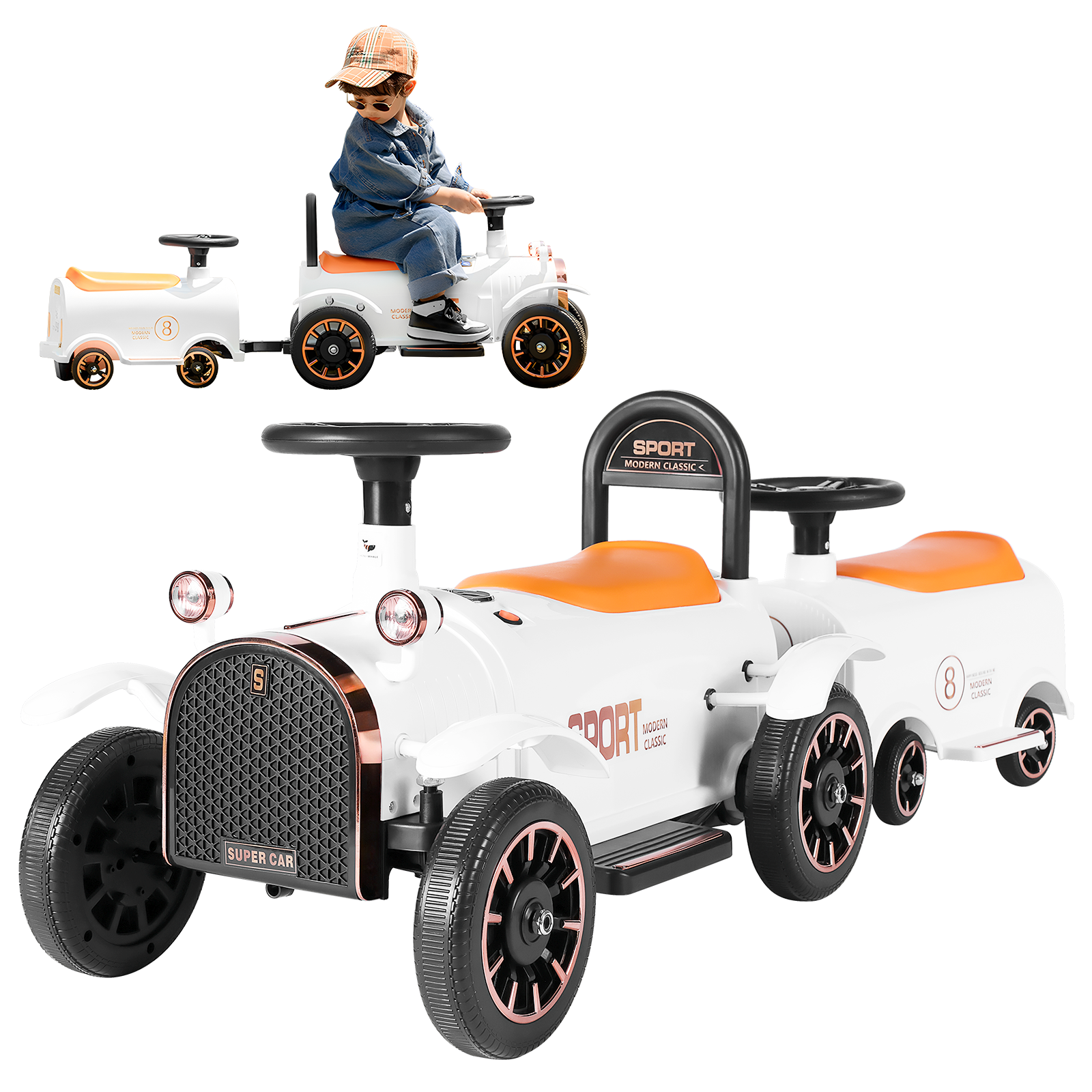 Tren Eléctrico Infantil Honey whale BDQ-8112 Blanco .