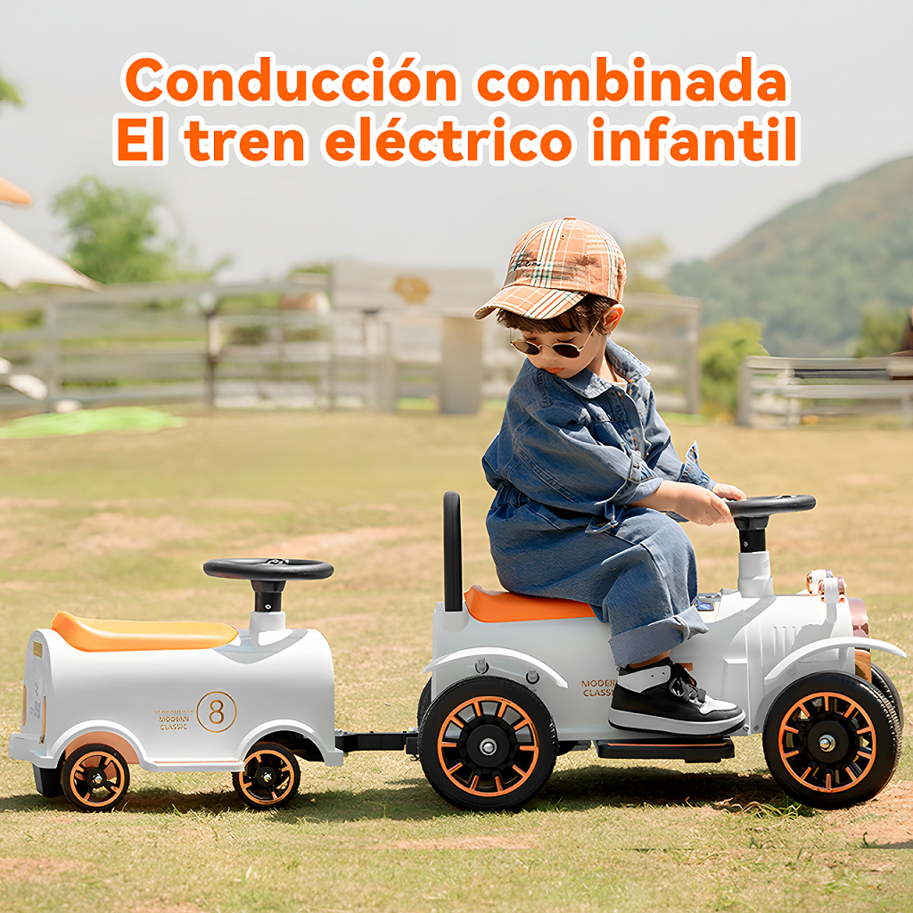 Tren Eléctrico Infantil Honey whale BDQ-8112 Blanco .