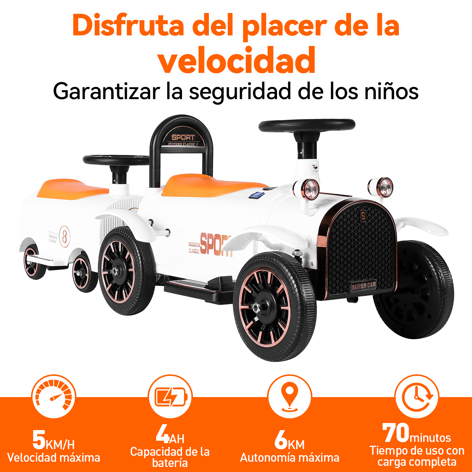 Tren Eléctrico Infantil Honey whale BDQ-8112 Blanco .