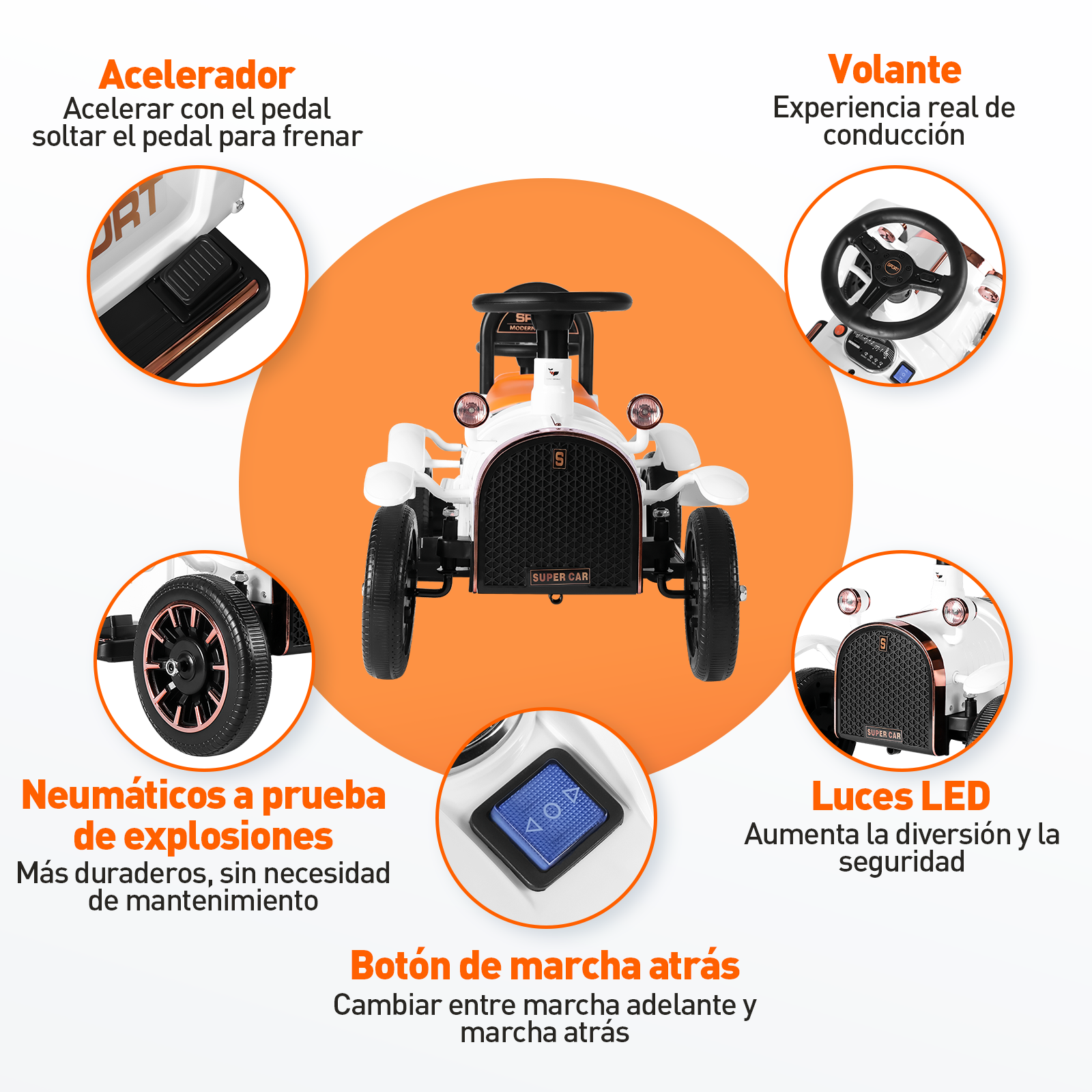 Tren Eléctrico Infantil Honey whale BDQ-8112 Blanco .