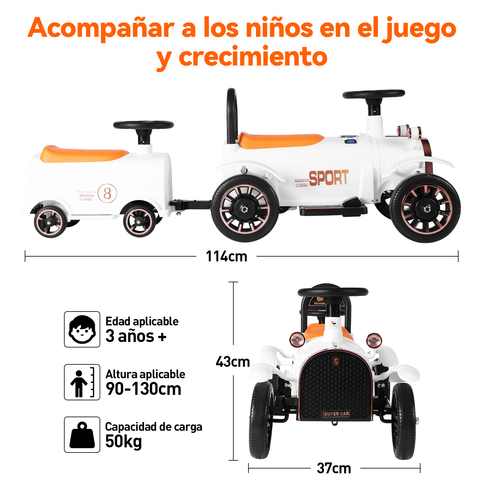 Tren Eléctrico Infantil Honey whale BDQ-8112 Blanco .