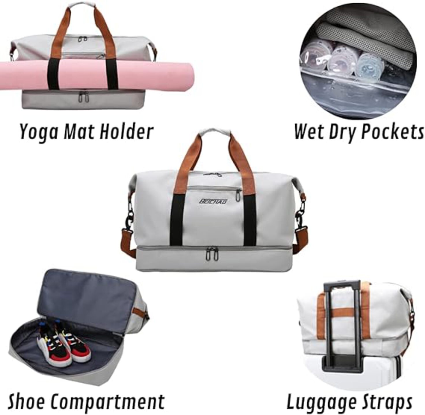Maleta Deportiva Bolsa Gym Viaje Mochila Fitness Bag Color GRIS.