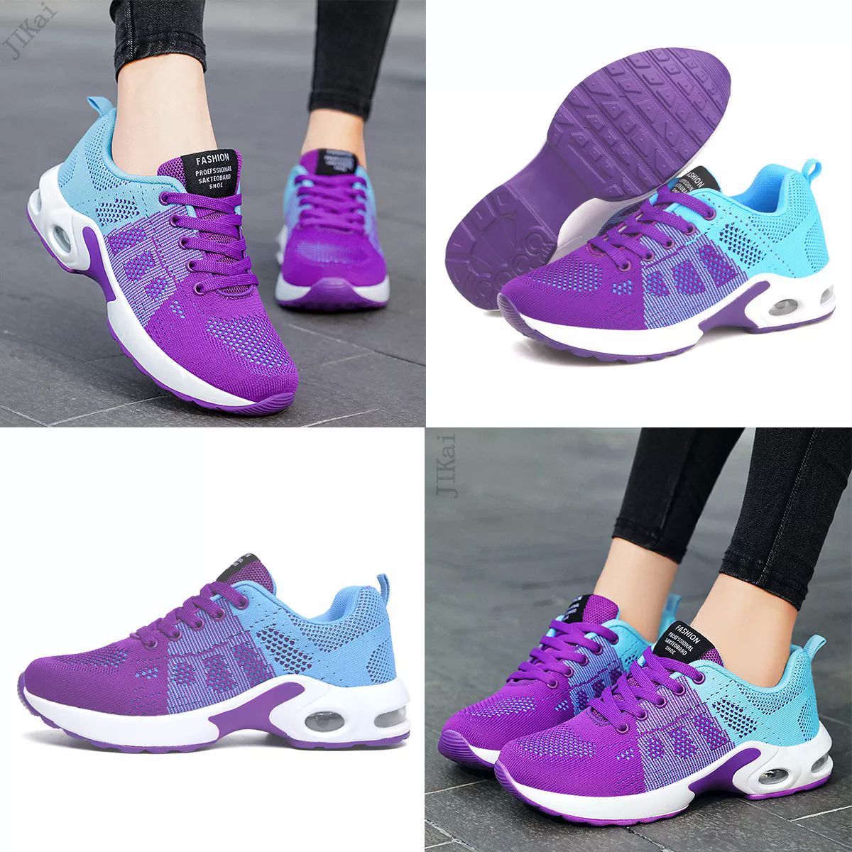 Zapatillas Transpirables Con Bloques De Color Para Mujer color VIOLETA TALLA 5.5.