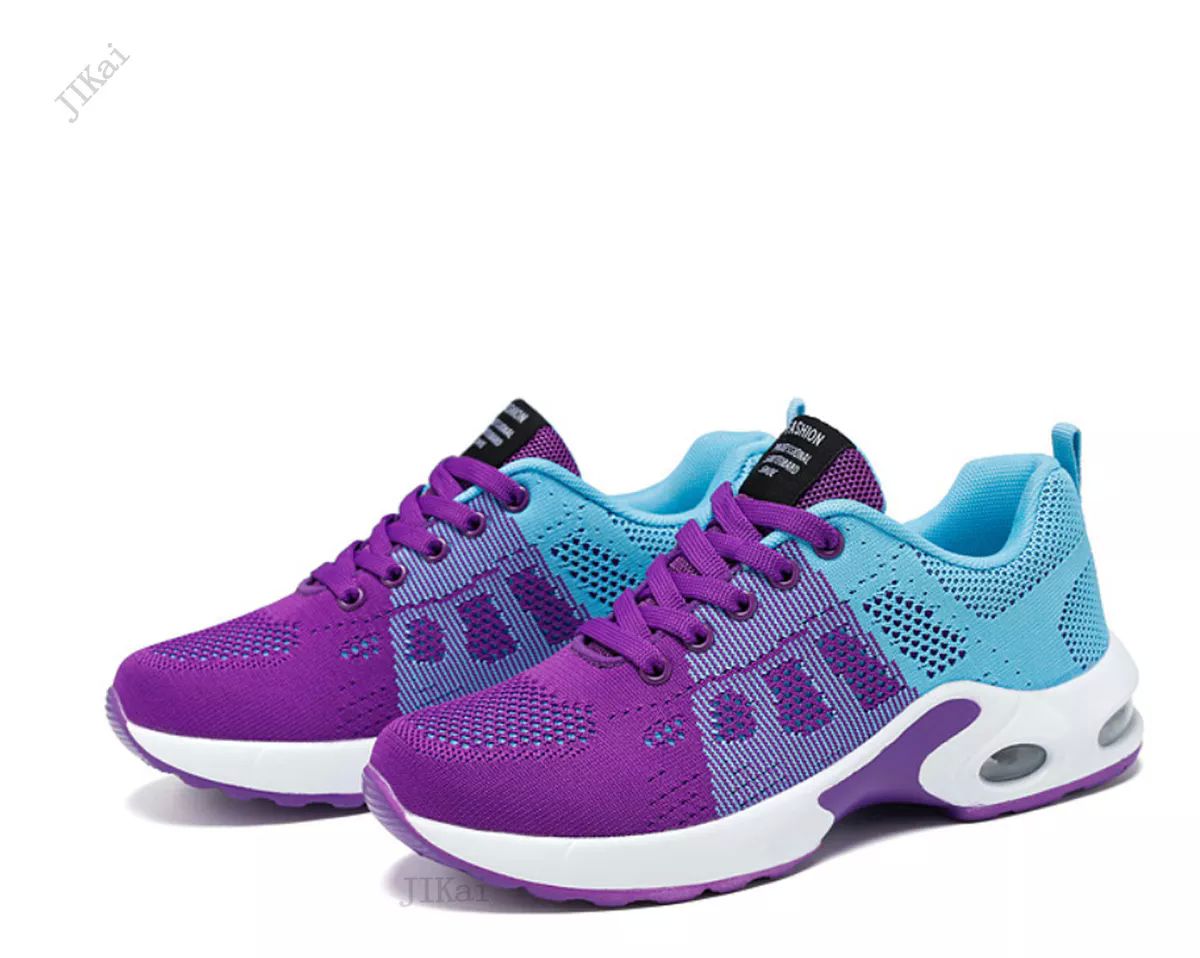 Zapatillas Transpirables Con Bloques De Color Para Mujer color VIOLETA TALLA 5.5.