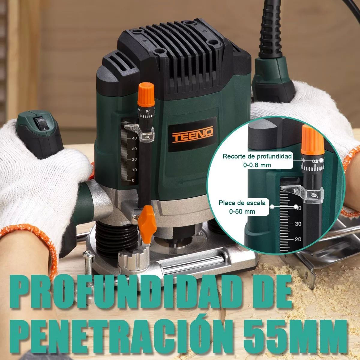 Router Teeno 60085 1200w 110v Con 12 Accesorios