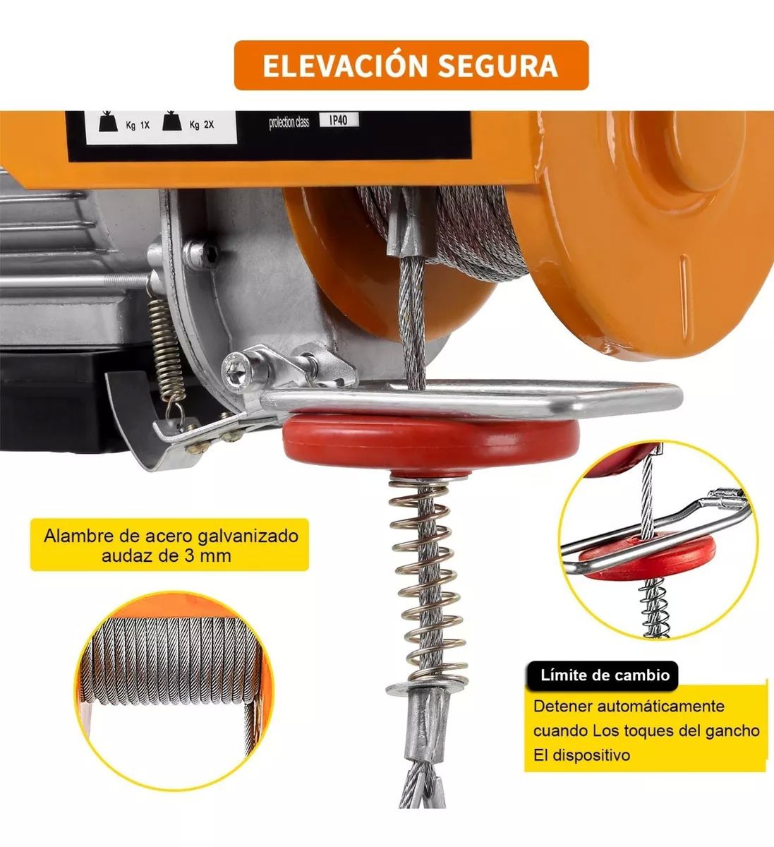 Polipasto Eléctrico Teeno De Carga De 200 Kilos, 20 M, 110v