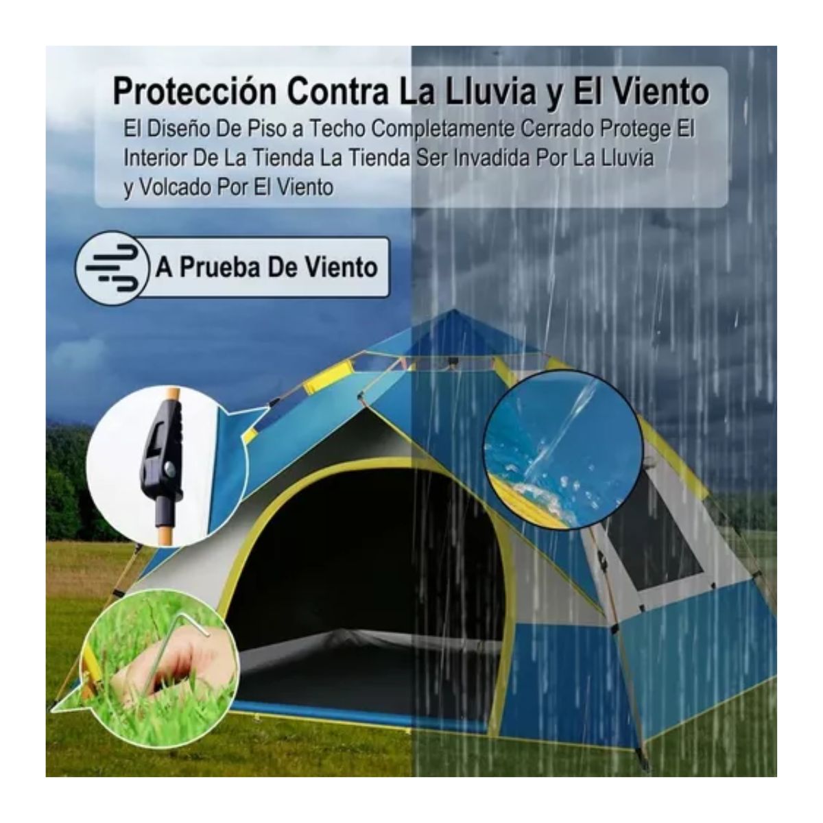 Casa De Campaña para 4 Personas Grande Camping, Multicolor
