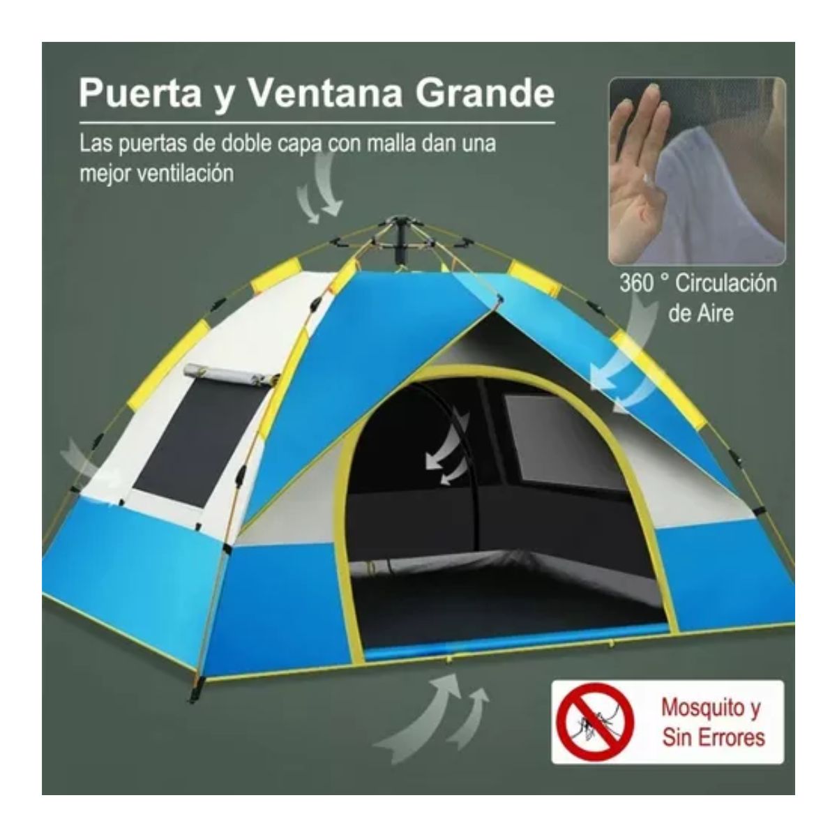 Casa De Campaña para 4 Personas Grande Camping, Multicolor