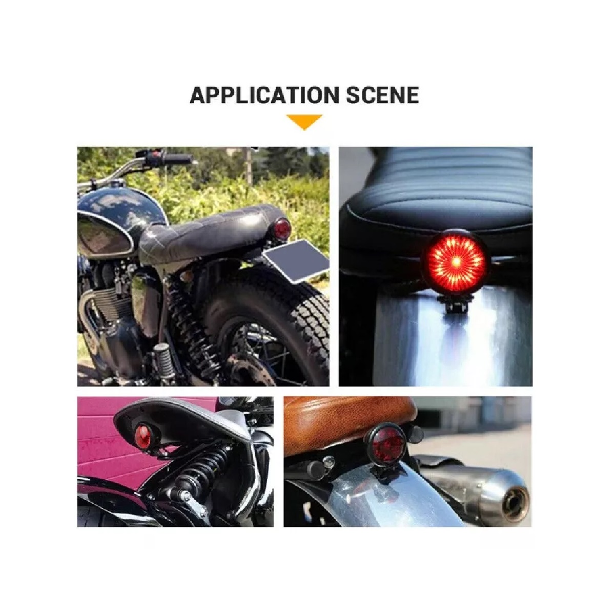 Stop Luz Trasera De Freno Porta Placa Led Moto Cafe Racer Negro