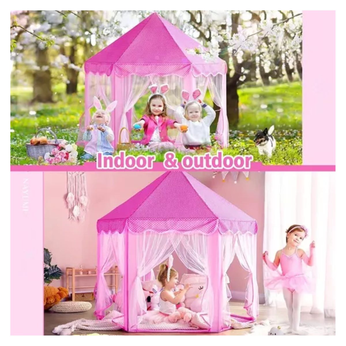 Castillo Carpa De Princesa Decoracion Habitación para Niña, Rosa