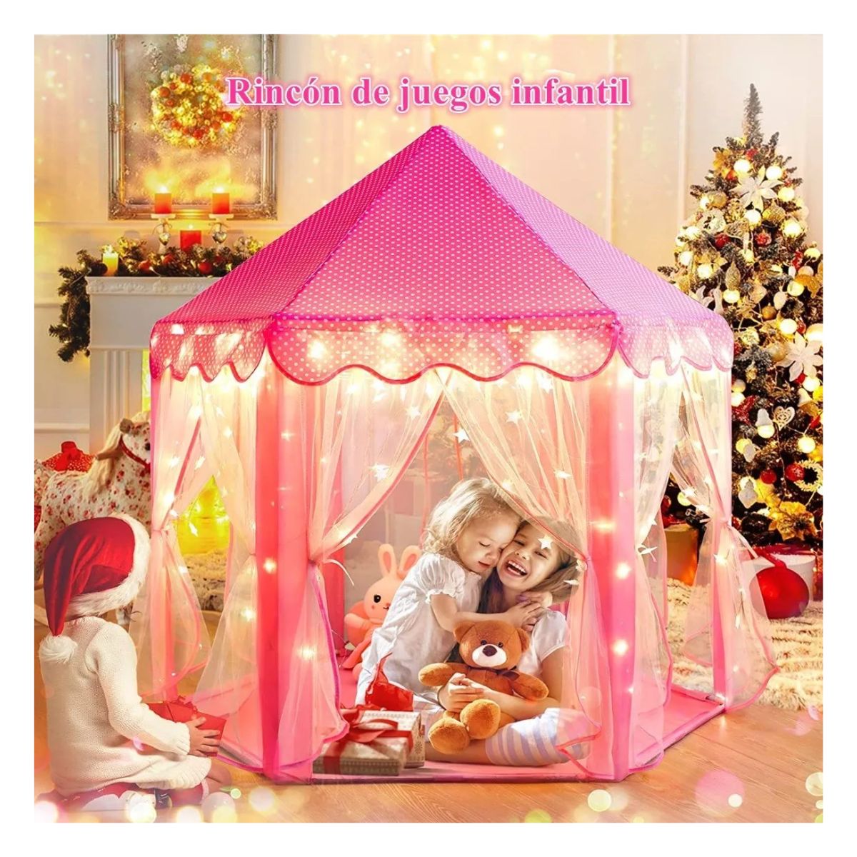 Castillo Carpa De Princesa Decoracion Habitación para Niña, Rosa