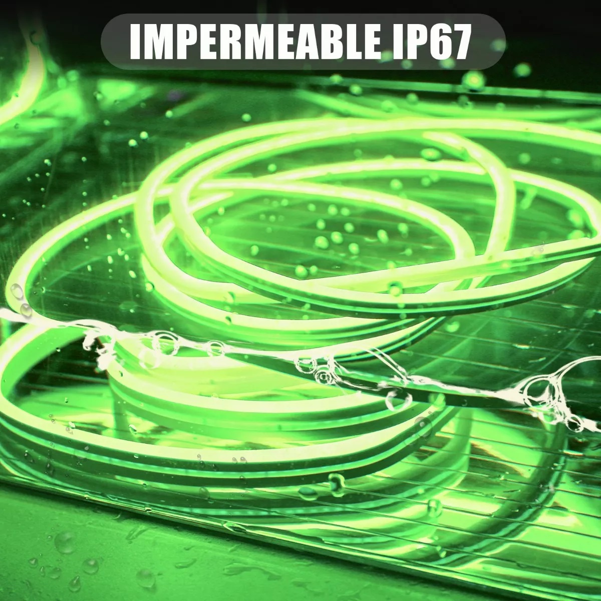 Tira de luces NEON LED 2835 verde 5m 12V IP67 Verde