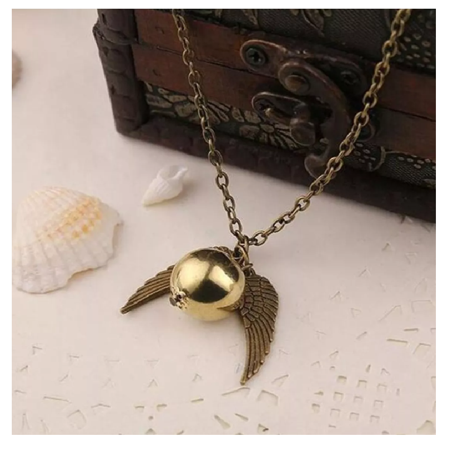 Collar Dije Harry Potter De Snitch Dorada De Acero Alta Calidad