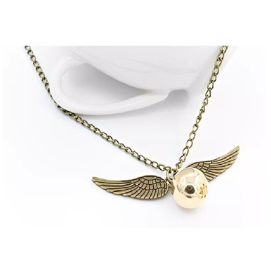 Collar Dije Harry Potter De Snitch Dorada De Acero Alta Calidad