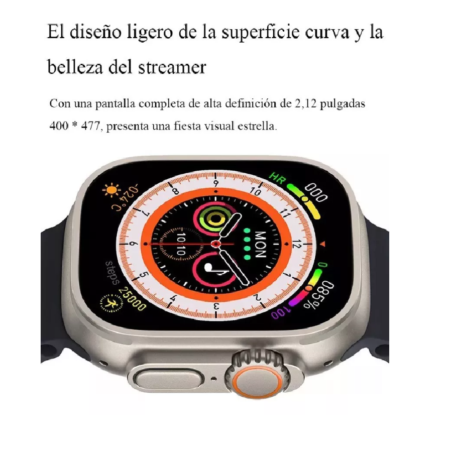 Reloj Inteligente Smartwatch Bluetooth HW8 ULTRA 2.02 PULGADAS CORREAS  NEGRA Y NARANJA - Startechoffice