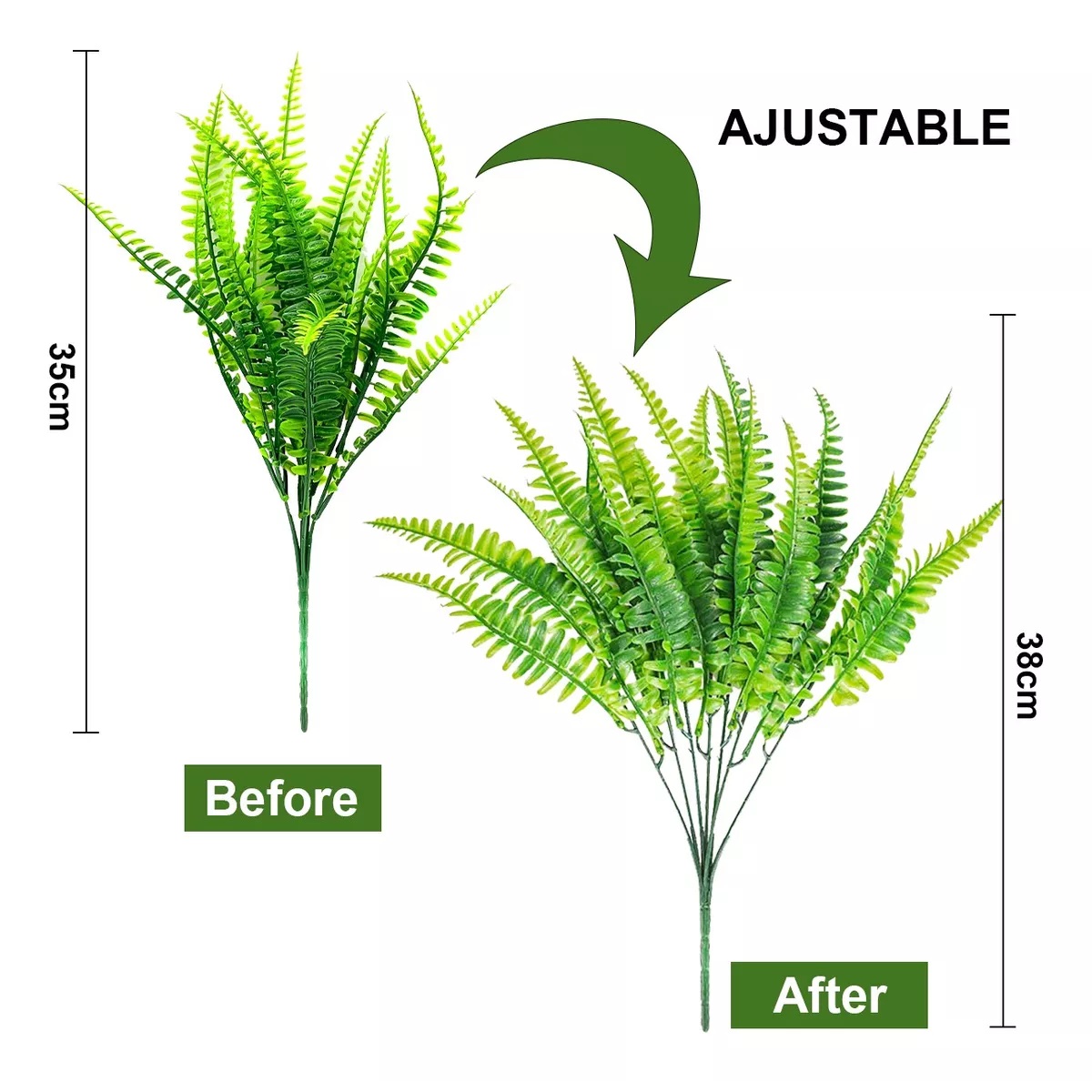 Juego Plantas Artificiales 8pzs Helecho Boston Hierba Decorativas