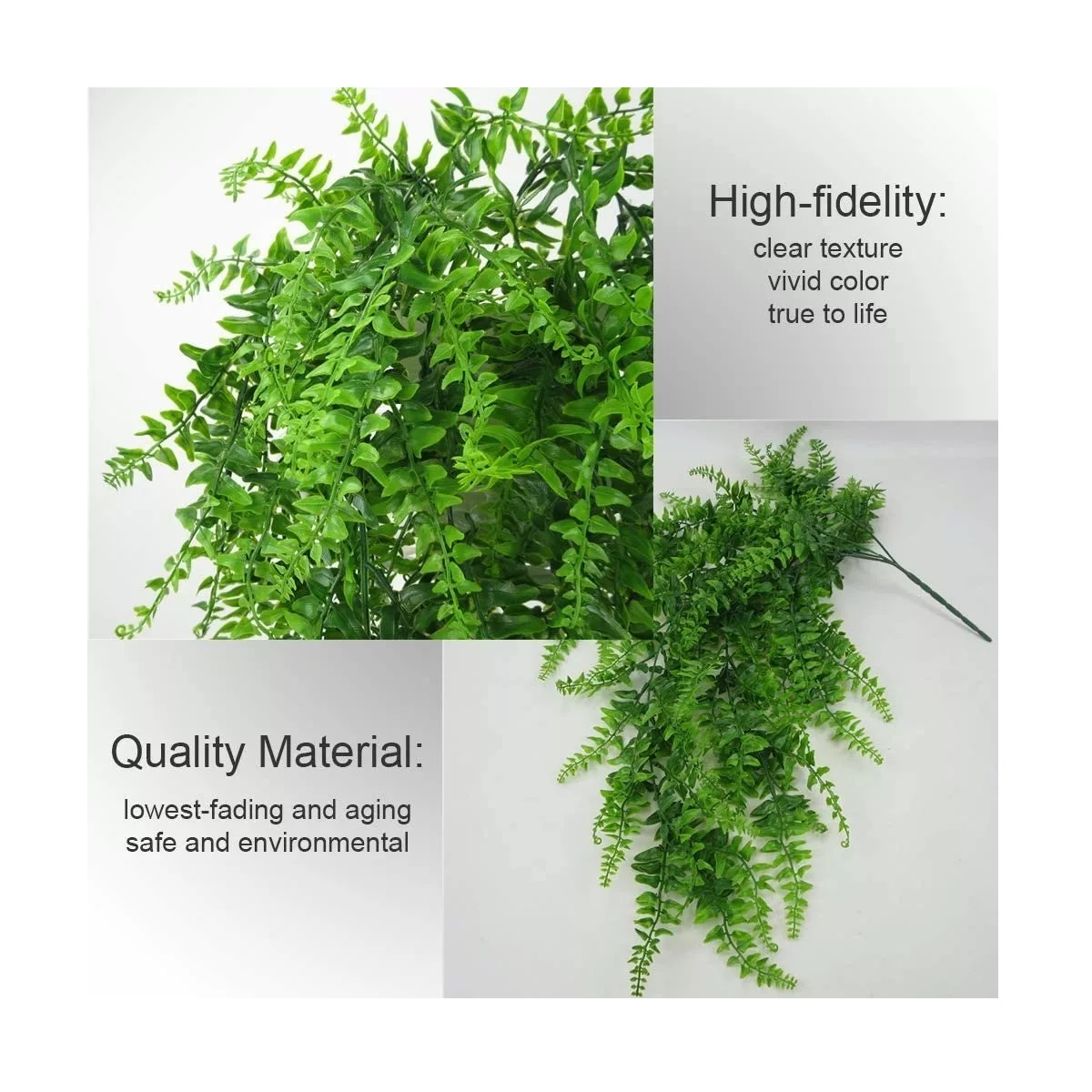 Par Helecho Artificial Planta , 2 Piezas Largo Colgantes
