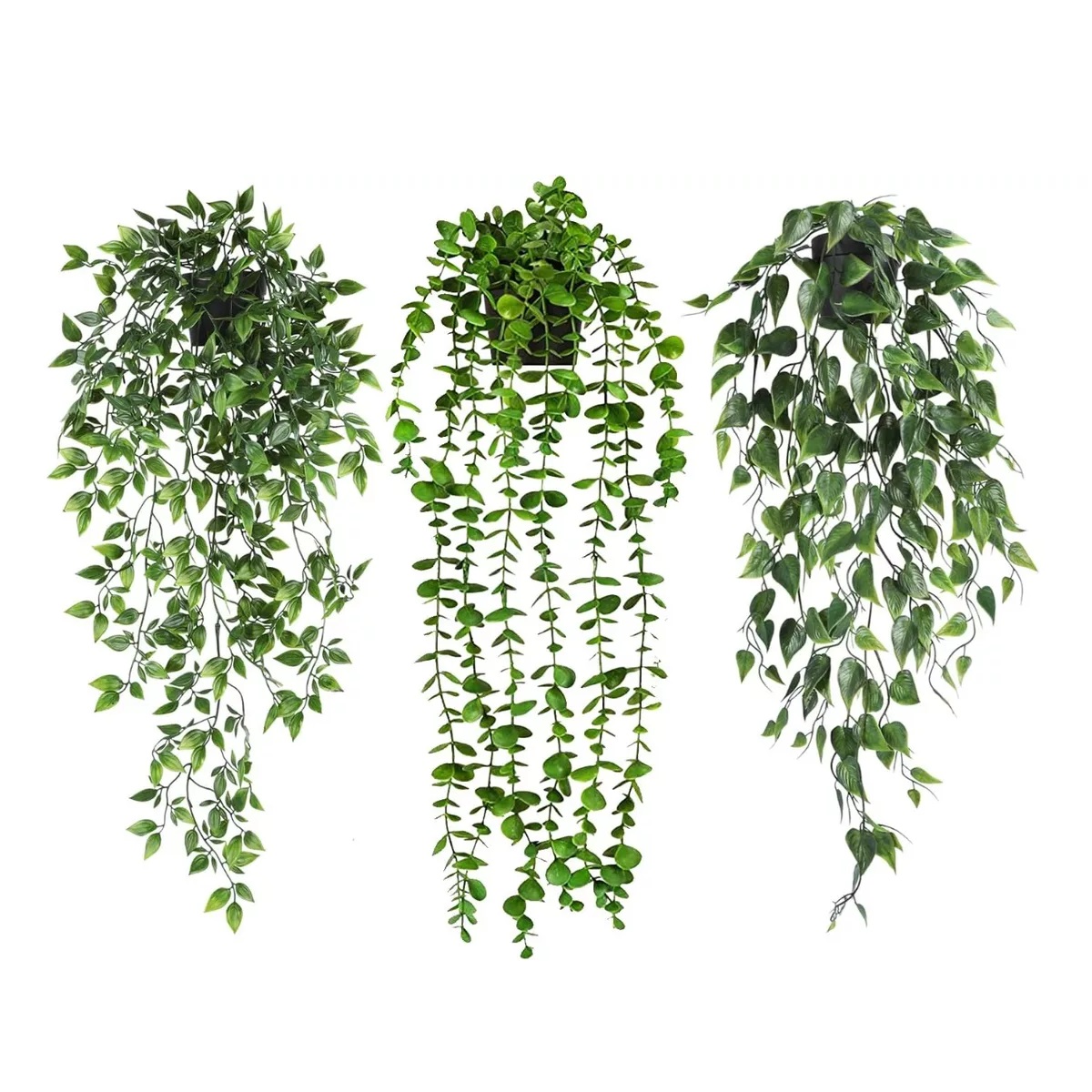 Set Plantas Artificiales Colgantes Decorativa Con Macetas 3 Pcs