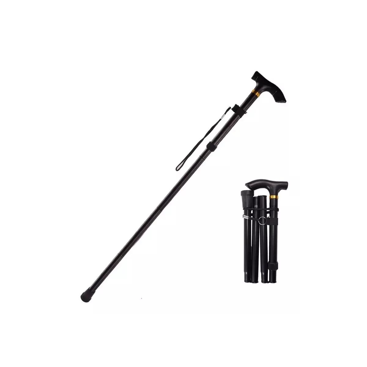 Bastón Plegable Ligero Practico Retractil Y Comodo Color Negro