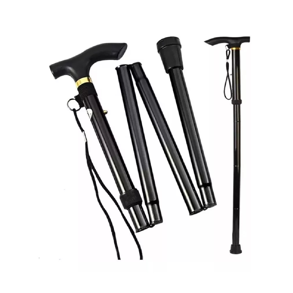 Bastón Plegable Ligero Practico Retractil Y Comodo Color Negro