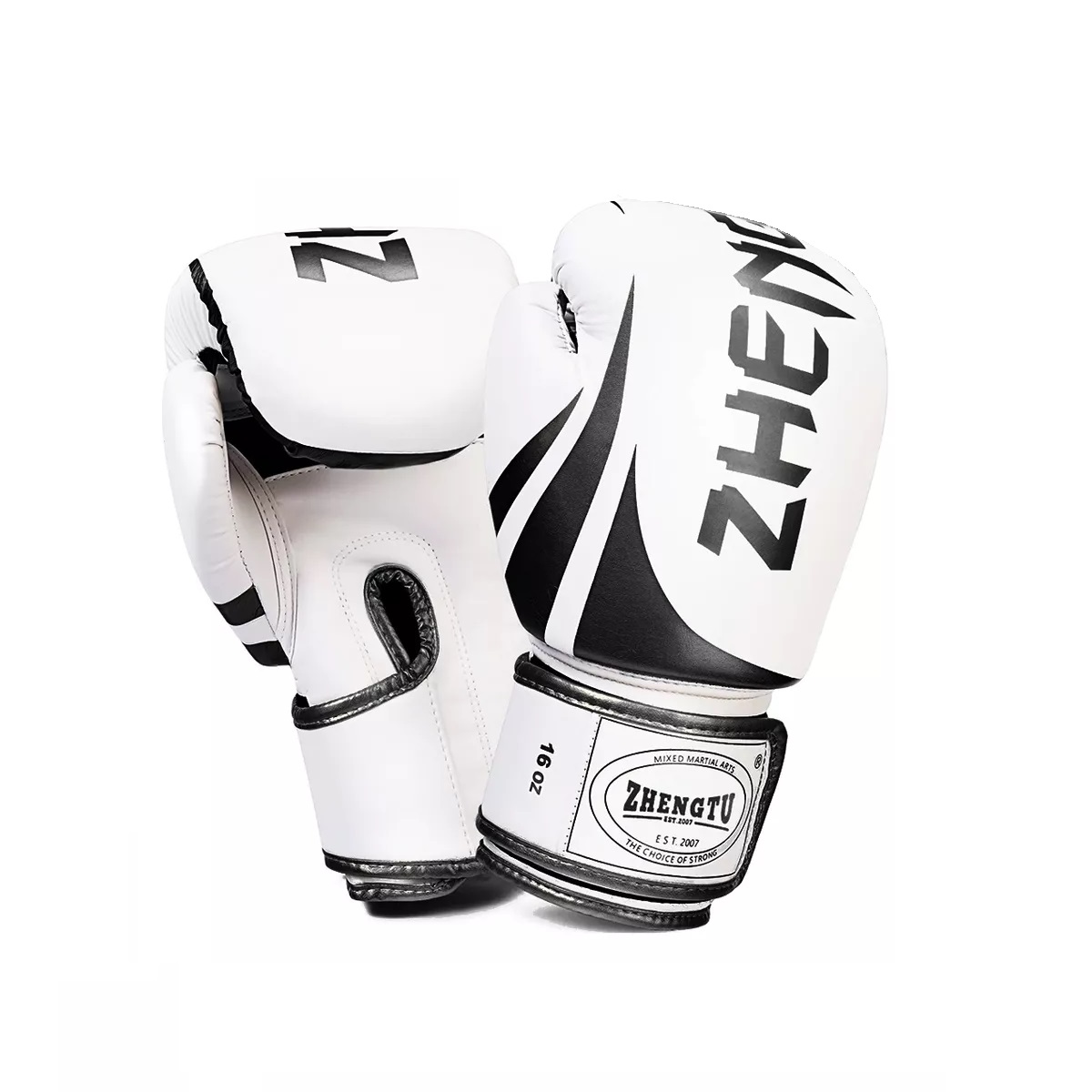 Guantes De Box Para Kickboxing,strap Velcro 16 Oz. Blanco