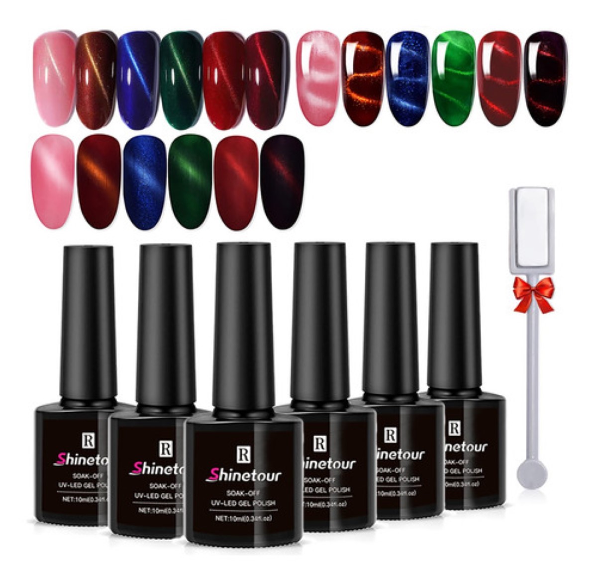 Esmaltes Uñas Gel Uñas Efecto Ojo Gato 3d+doble Iman,6 Uds Gel de ojo de gato