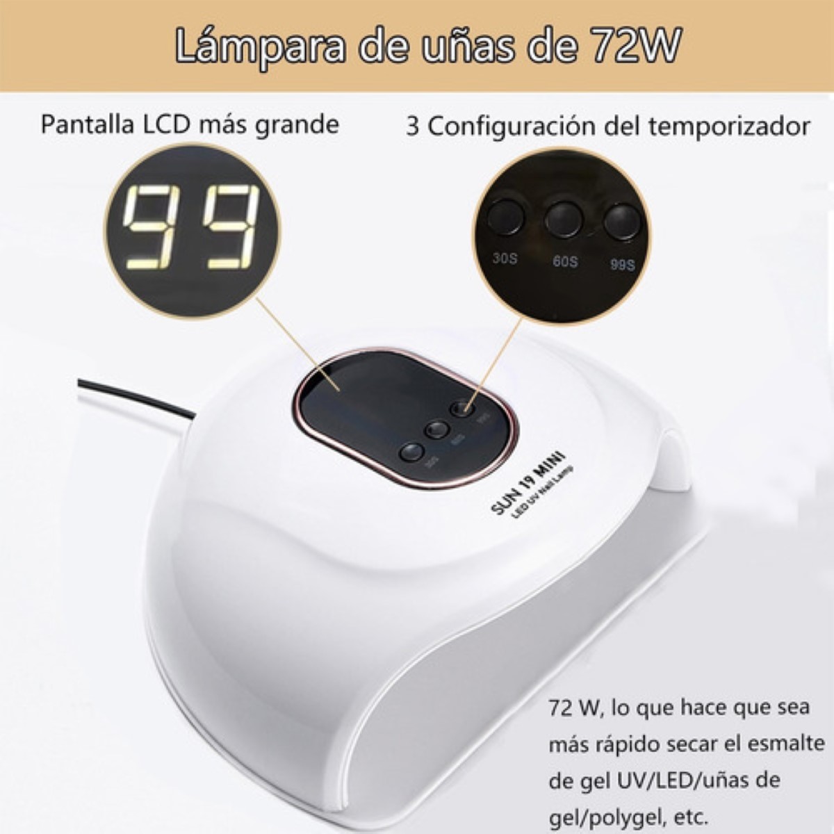 Kit Glitter Polygel Con Lámpara Led/uv + Utensilios Manicura