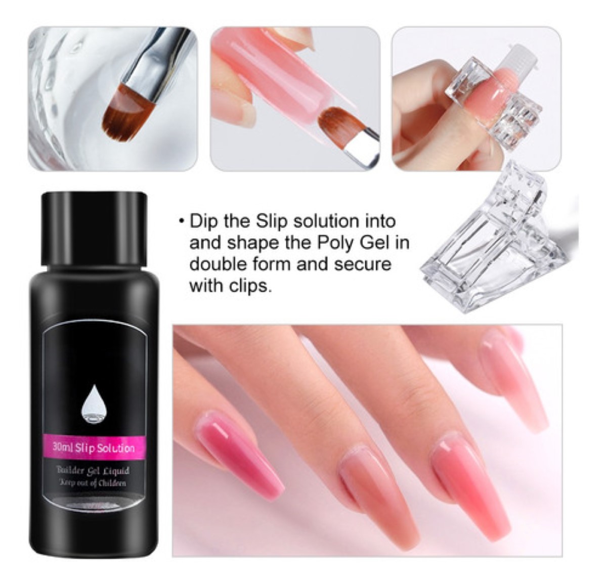 Kit Uñas De Polygel Acrílico 5 Pzas Poligel Construcción
