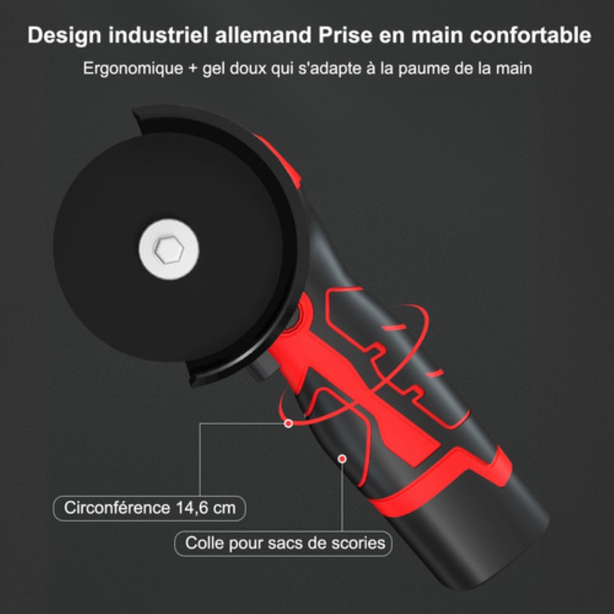 Mini Pulidora Esmeril Angular Inalámbrica 16.8v76mm2 Batería Negro/Rojo