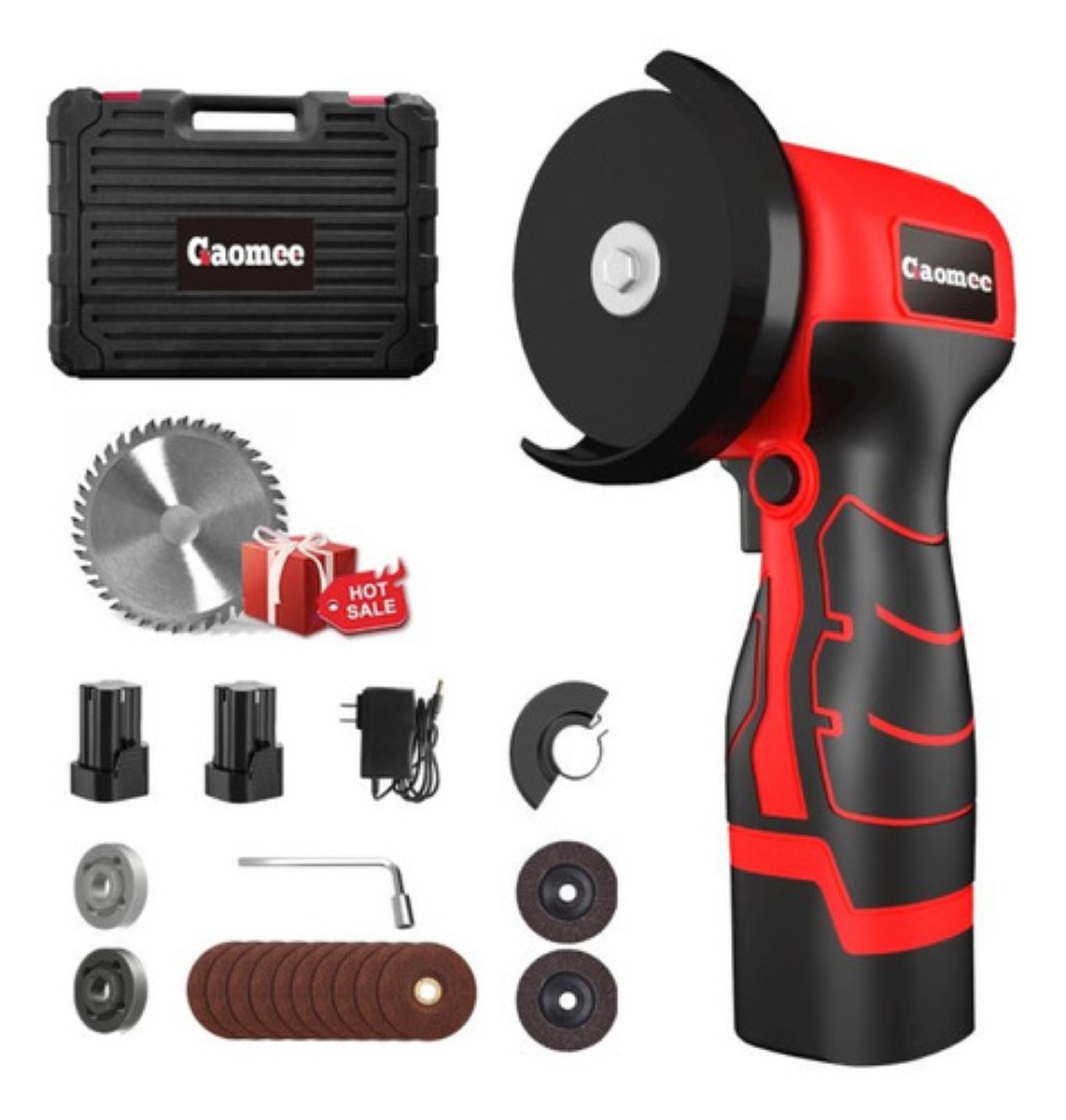 Mini Pulidora Esmeril Angular Inalámbrica 16.8v76mm2 Batería Negro/Rojo