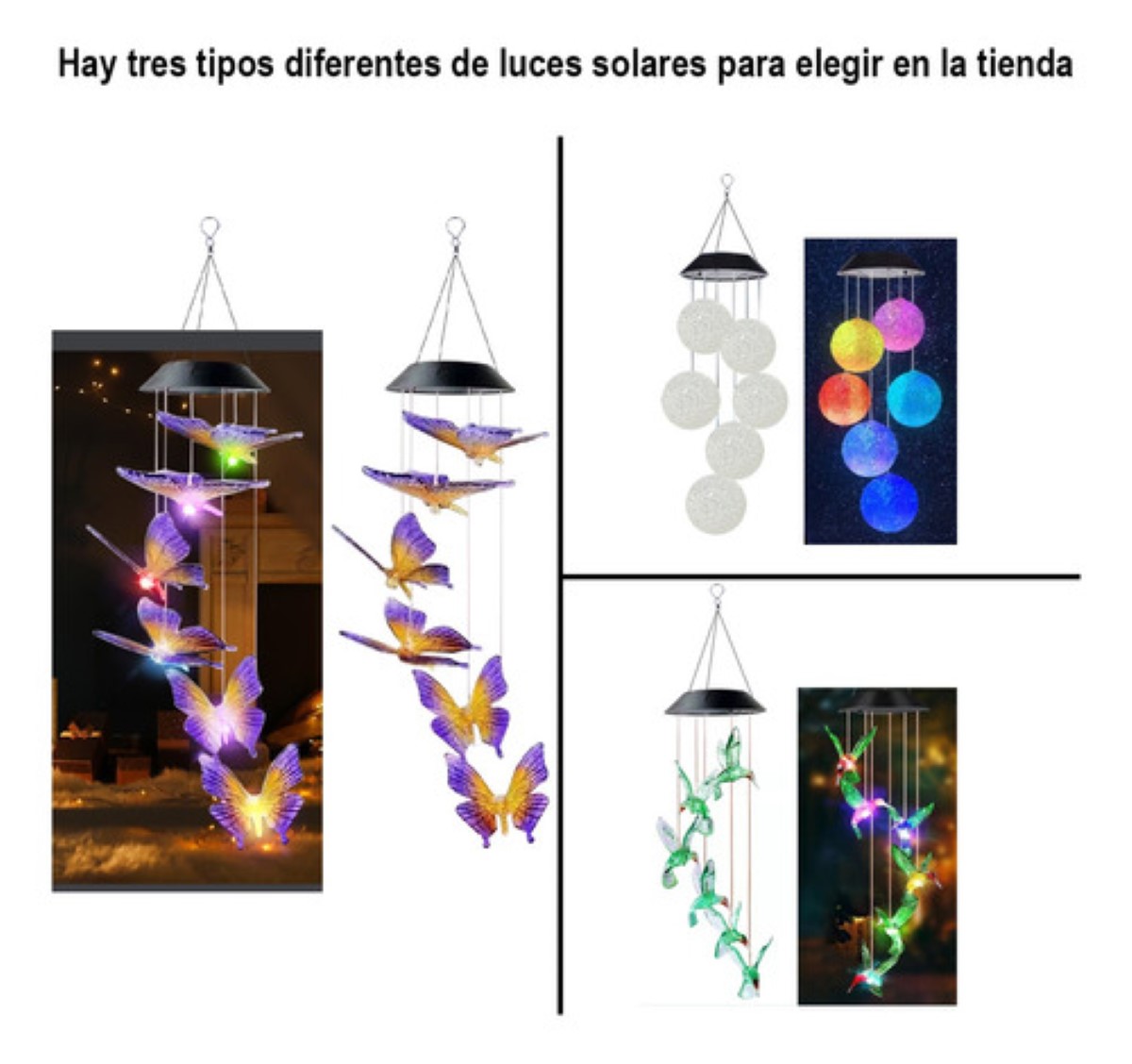 Luz Al Aire Libre Del Carillón Viento Solar Mariposa Morado,Dorado base Negra 