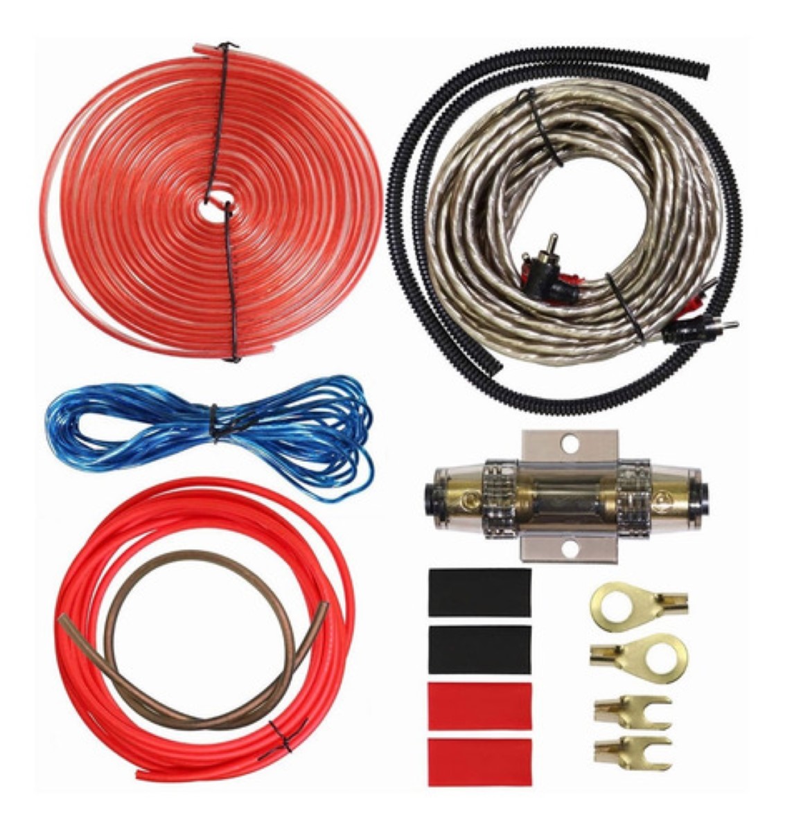 Kit Instalacion De Cables Audio Auto 8ga Cables Rca De Audio 