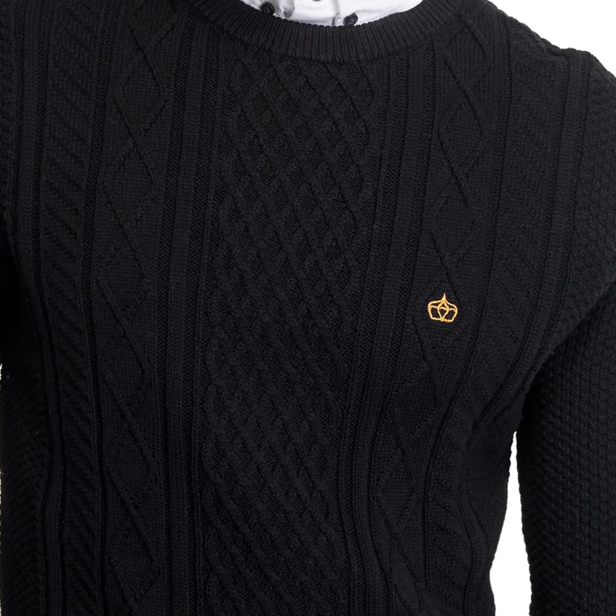 Suéter para hombre, color negro, con simulación cuello, mod. 1093494