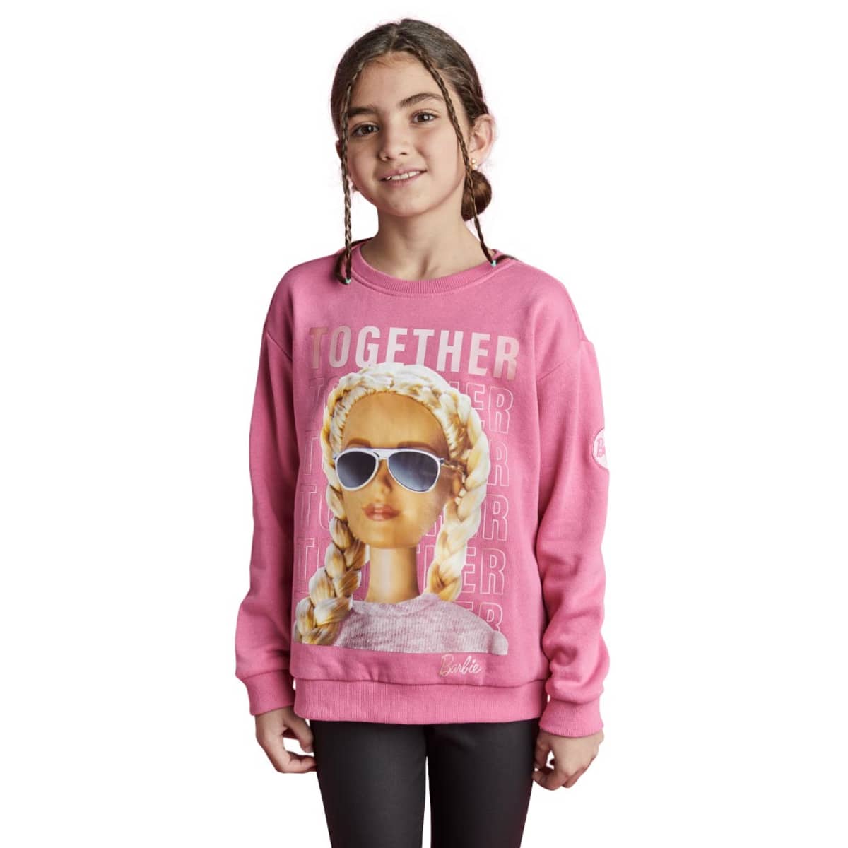 Sudadera para niña estampada con Barbie, color rosa, mod. 1092079