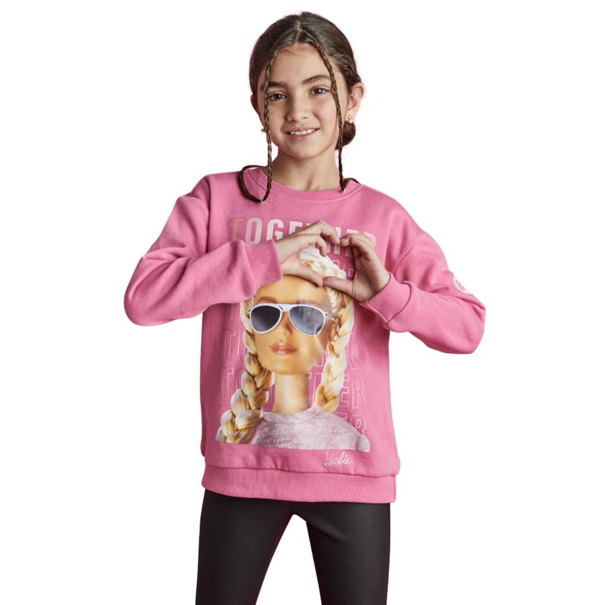 Sudadera para niña estampada con Barbie, color rosa, mod. 1092079