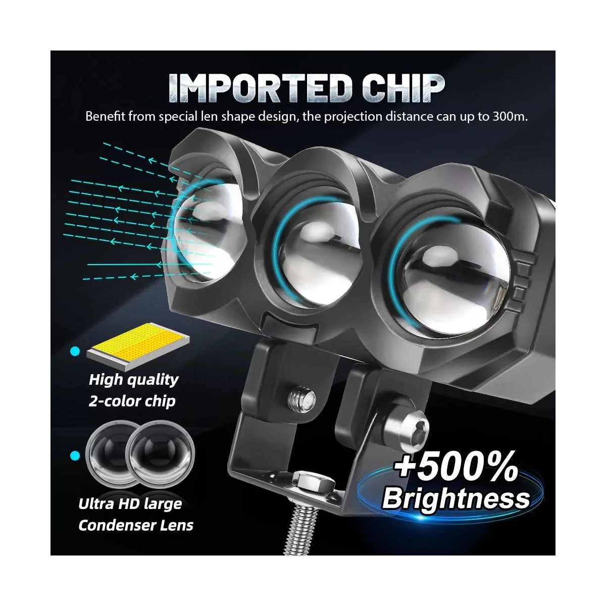 Par Faros Auxiliares Led Doble Color Luz Para Auto Moto