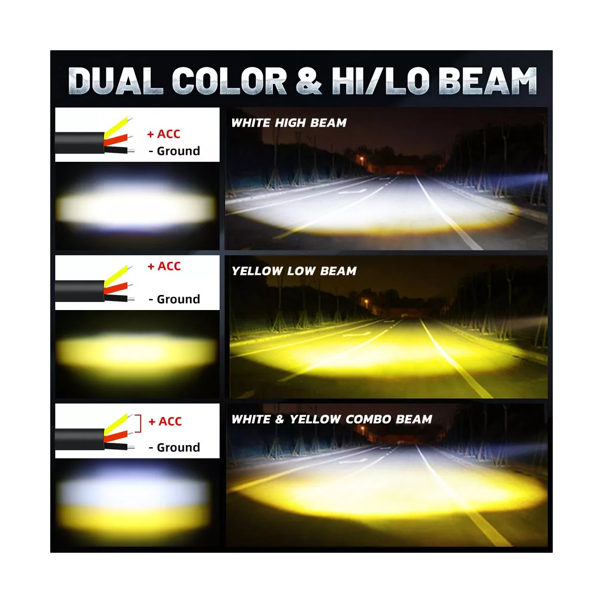 Par Faros Auxiliares Led Doble Color Luz Para Auto Moto