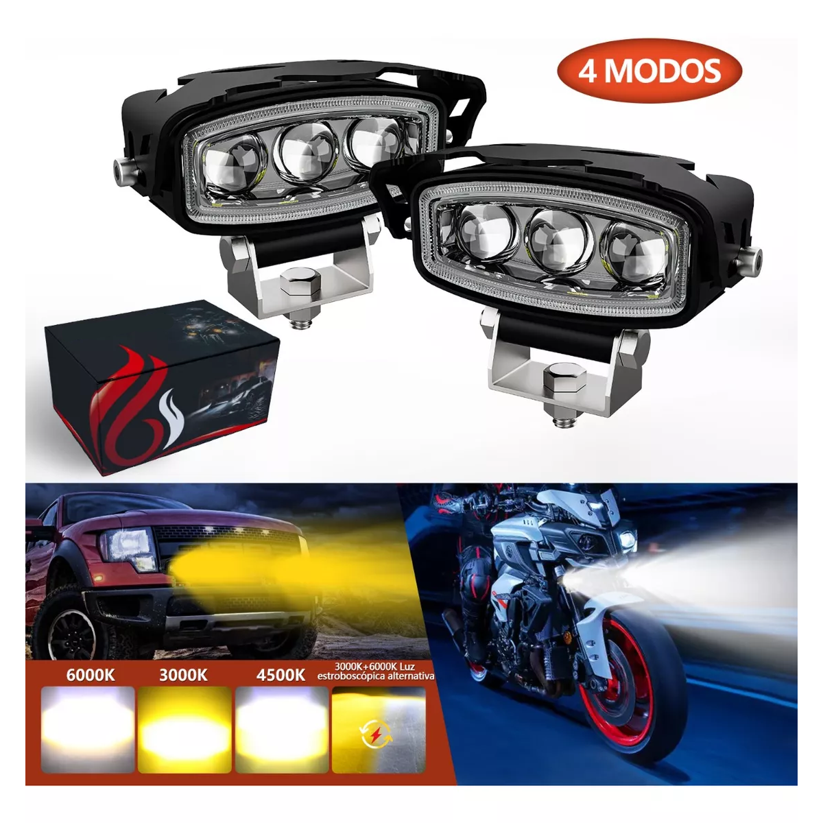 2pcs Faro Led Exploradoras Laser Lupa Estrobo Moto Auto 280w