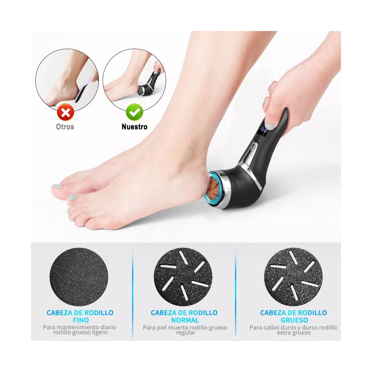 Removedor De Callos Eléctrico Para Pies Máquinas Exfoliador Negro