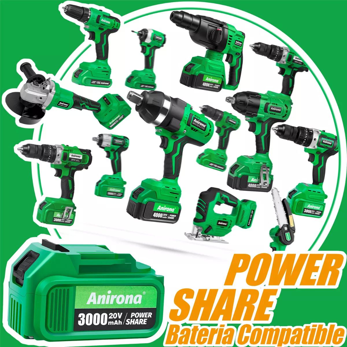 Motosierra Eléctrica Inalámbrica 6'' Con 2 Baterías Anirona.