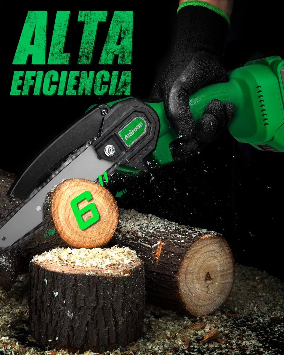 Motosierra Eléctrica Inalámbrica 6'' Con 2 Baterías Anirona.
