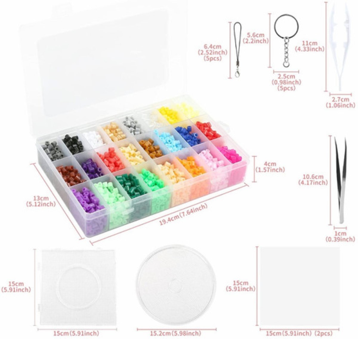 Kit Hama Beads 5mm Cuentas Planchar (20 Colores) 3600pzs