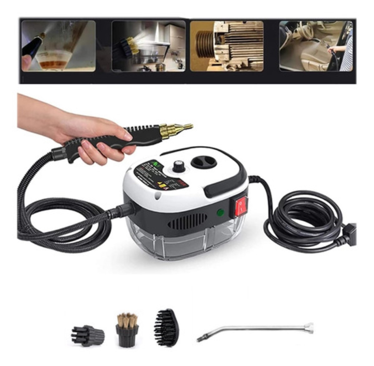 Limpiador De Vapor Presurizado De Alta Temperatura 2500w Blanco/Negro