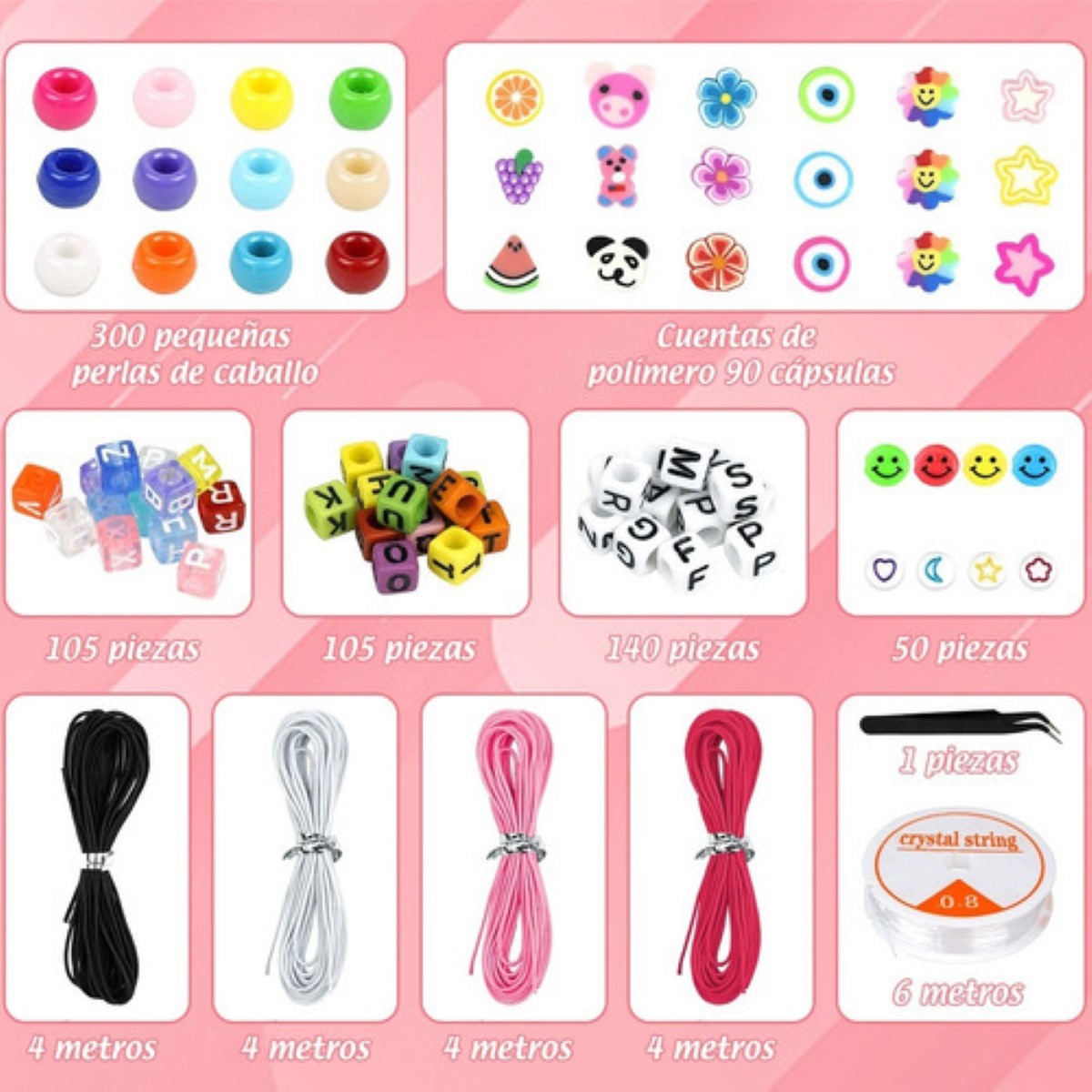 Kit Para Hacer Pulseras Niña De Bricolaje Cuentas Del Letras