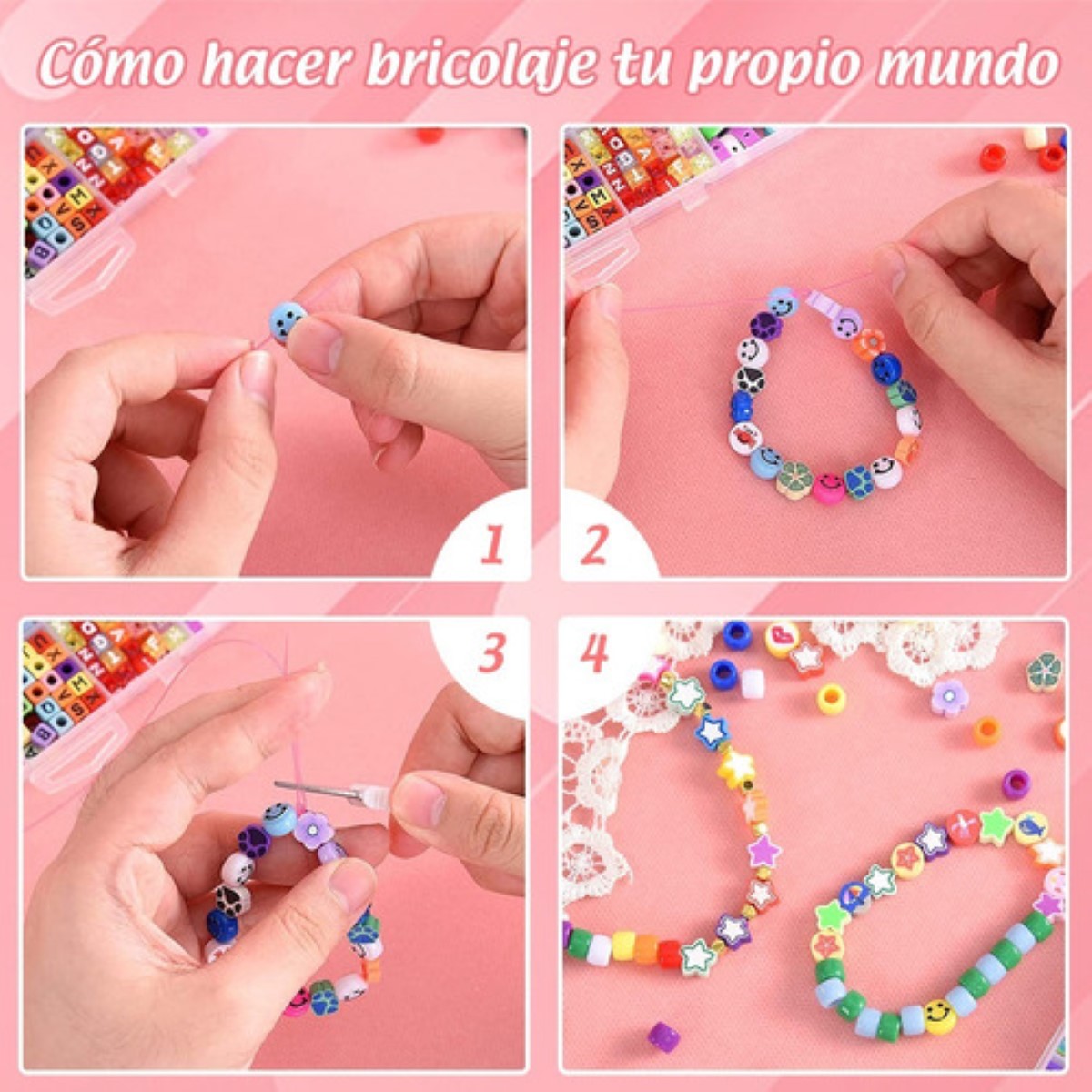 Kit Para Hacer Pulseras Niña De Bricolaje Cuentas Del Letras