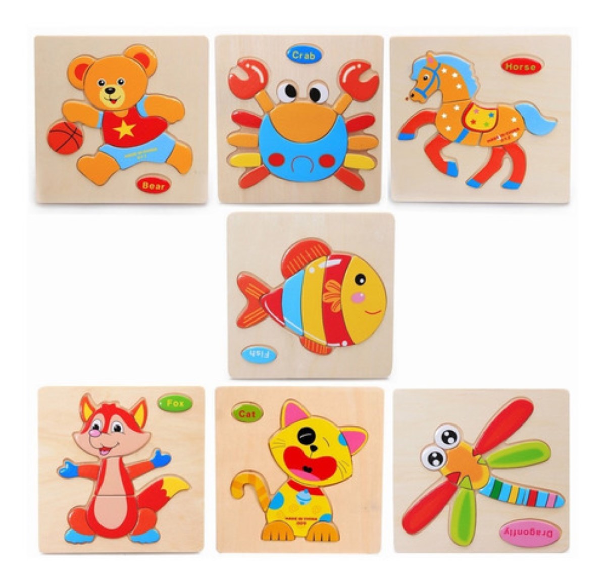 Rompecabezas Figuras Surtidas Para Niños Pequeños Madera 14 pzs