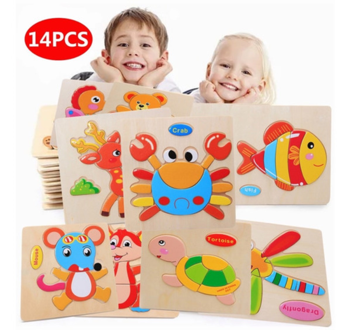 Rompecabezas Figuras Surtidas Para Niños Pequeños Madera 14 pzs