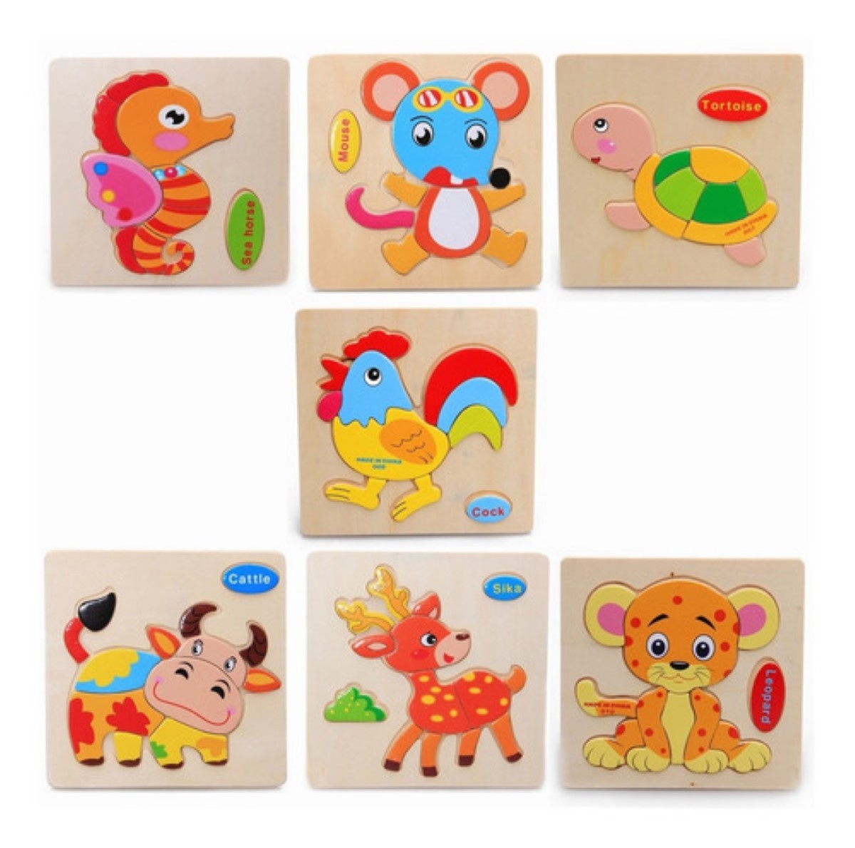 Rompecabezas Figuras Surtidas Para Niños Pequeños Madera 14 pzs