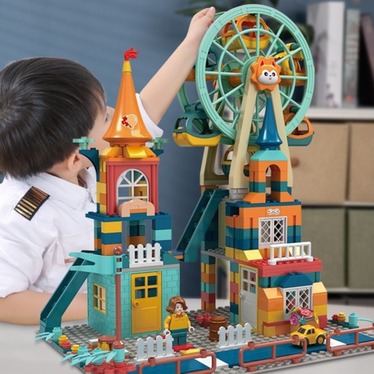Rueda De La Fortuna De Lego Con Vagon De Ferrocarril Para Niño 290 pzs