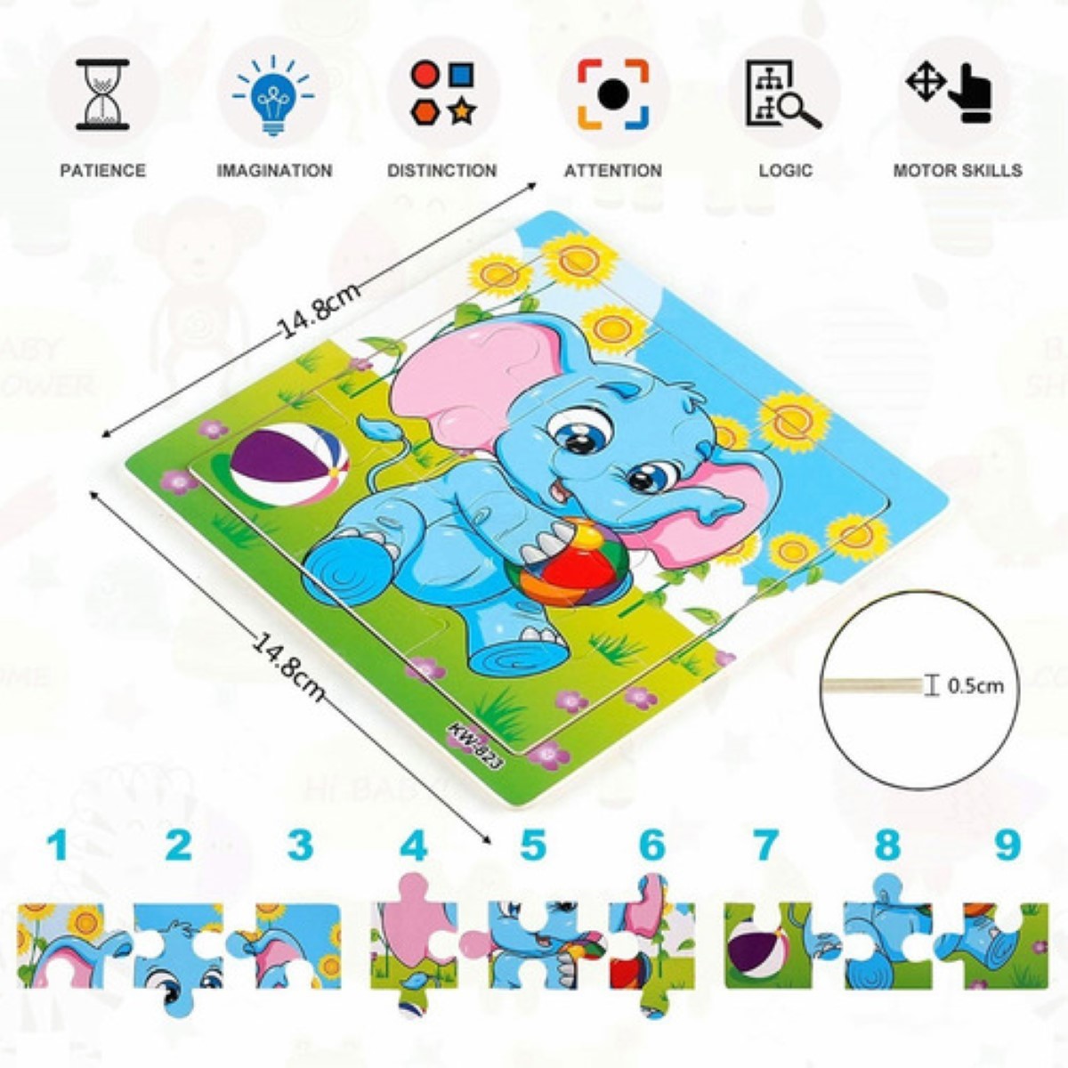 Rompecabezas Educativo De Madera De Animal Para Niños, 20 pzs